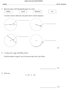Non-Calculator Math Exam Paper with Circle, Ratio, Geometry Problems