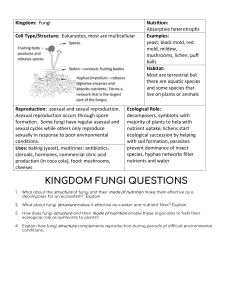 Kingdom Fungi Study Guide & Questions