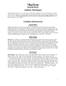 Audition Monologues for Theatre Actors