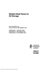 API 650: Welded Steel Tanks for Oil Storage