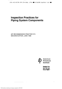 API RP 574: Inspection Practices for Piping System Components