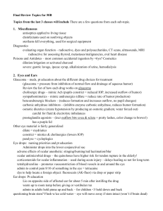Final Review Topics for 50B: Medical Pharmacology & Diagnostics