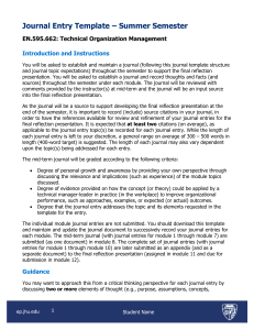 Journal Entry Template: Technical Organization Management