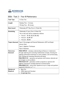 2026 Year 8 Mathematics In-Class Test