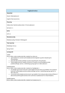 Makro&oslash;konomi Kursusbeskrivelse: Bachelor 2. Semester