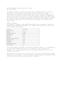 Winter Weather Causes School Closures in England 2009