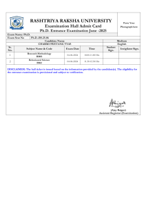 Rashtriya Raksha University Ph.D. Entrance Admit Card