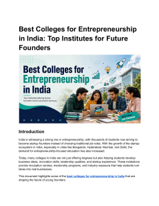 Best Colleges for Entrepreneurship in India: Top Institutes