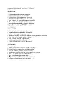 Differences between Essay, Report, and Article Writing