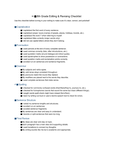 8th Grade Editing & Revising Checklist