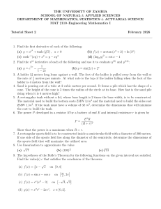 University of Zambia MAT 2110 Engineering Mathematics I Tutorial Sheet 2