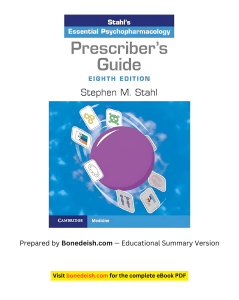 Stahl's Essential Psychopharmacology: Prescriber's Guide 8th Ed Summary
