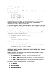 Norma JIS Bater&iacute;as de Arranque de Plomo-&Aacute;cido