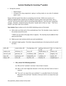 7th Grade Summer Reading: The Outsiders Slang & Questions