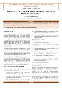 Merits of Evidence-Based Medicine in Medical Information Jungle