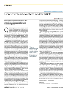 How to Write an Excellent Review Article