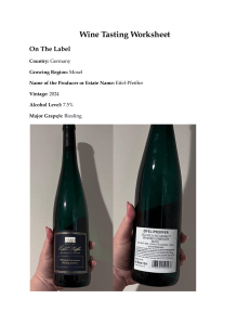 Wine Tasting Worksheet: Eifel-Pfeiffer Riesling 2024