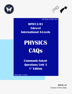 Edexcel A-Level Physics Unit 3 CAQs (2024)