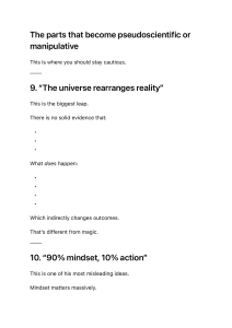 Pseudoscientific Claims: Critical Analysis of 'Universe Rearranges Reality' and '90% Mindset'