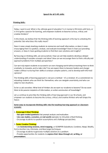 Thinking Skills in IB Education: ATL Approach Speech