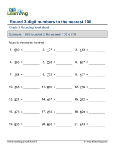 Grade 3 Rounding Worksheet: Round 3-Digit Numbers to Nearest 100