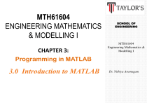 Chapter 3: Programming in MATLAB - MTH61604