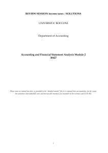 Income Taxes Review Session Solutions - Bocconi Accounting