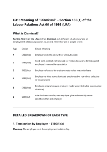 Dismissal Under Section 186(1) LRA: 6 Types Explained