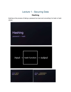 Lecture 1: Securing Data - Hashing & Cryptography