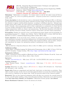 IEE 376 Operations Research Syllabus - ASU Fall 2018
