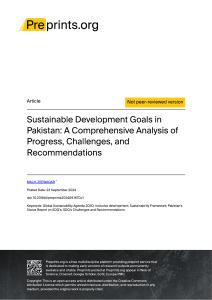 SDGs in Pakistan: Progress, Challenges, Recommendations
