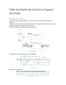 Taller de Dise&ntilde;o de Control en Espacio de Estado: Regulaci&oacute;n de Velocidad de Motor Diesel