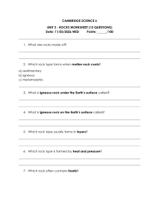 Cambridge Science 6 Unit 3 Rocks Worksheet