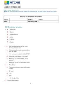 5th Grade English Answer Key: Animation & Film Genres