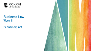 Business Law Week 11: Partnership Act Notes