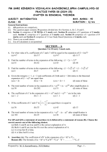 Class 11 Maths Binomial Theorem Practice Paper 08