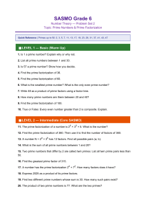 SASMO Grade 6 Number Theory Problem Set 2: Prime Numbers