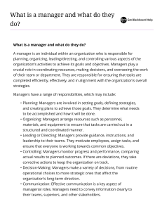 What is a Manager and Their Responsibilities