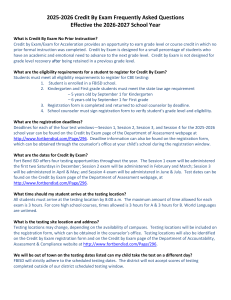 2025-2026 Credit By Exam FAQ (Fort Bend ISD)