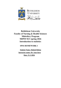 SPSS Homework 1: Introduction to Statistics - Bethlehem University