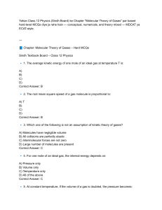 Class 12 Physics MCQs Molecular Theory of Gases