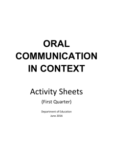 Oral Communication in Context Activity Sheets