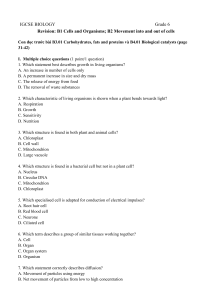 IGCSE Biology Grade 6 Revision: Cells & Movement