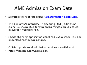 AME Admission Exam Date 2026