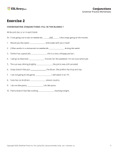 Conjunctions Grammar Practice Worksheets
