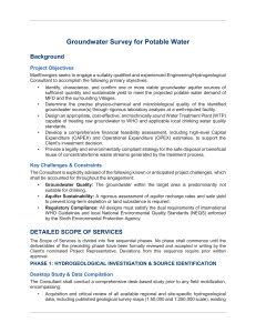 Groundwater Survey for Potable Water Project Scope