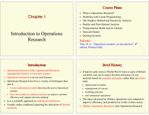 Chapter 1: Introduction to Operations Research