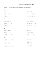 Absolute Value Inequalities Worksheet