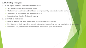 Employee Motivation: Theories and Methods