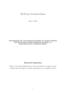 IB Physics Extended Essay: Sugar Concentration & Polarization